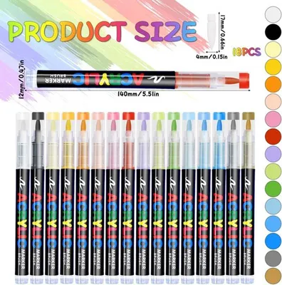 Porzellanmarker 16 Farben - Acrylmarker - Wasserfest - Pinselspitze 1-5 mm - Dekoration - Geeignet für Keramik