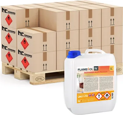 Produktbild von 96x 5L FLAMBIOL® Bioethanol 96,6% Premium für Kamine & Ethanol-Brenner