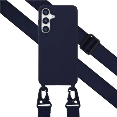 Zdjęcie produktu dla Selencia Silikonowe etui z odłączanym sznurkiem do Samsung Galaxy S25 Plus - ciemnoniebieskie