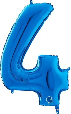 Zdjęcie produktu dla Balon Foliowy Cyfra 4 Niebieski, 66 cm Grabo