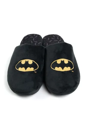 Produktbild von DC Comics Batman Hausschuhe für Herren und Damen - Uni Puschen Schlappen Slipper Pantoffeln Schwarz 44-45