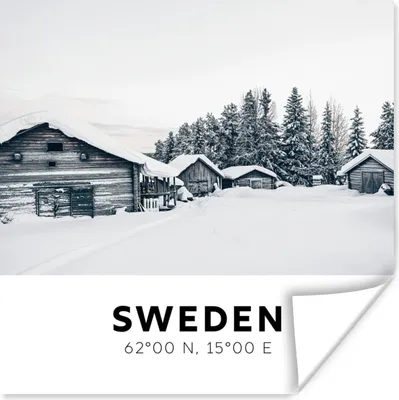 Produktbild von MuchoWow® Poster Schweden - Skandinavien - Schnee - Winter 75x75 cm - Wand Dekoration