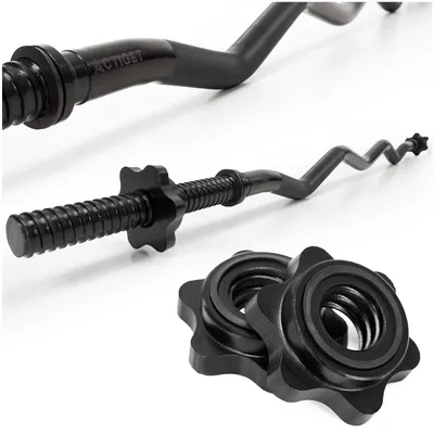 Obrázok produktu pre ACTIGET Ohnutá tyč na činky 120 cm, oceľová, s 2 svorkami 25 mm