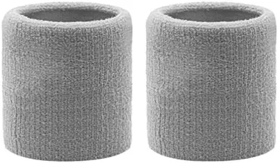 Produktbild von PolkaHome® Sport-Schweißbänder Set mit 2 Stück – weich, schweißabsorbierend für Fitness, Basketball, Tennis, Gym – Grau – Unisex