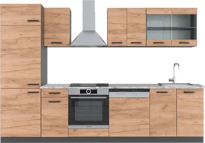 Produktbild von Küchenzeile Vicco R-Line Goldkraft Eiche/Anthrazit 300 cm , AP Marmor, Model 43002