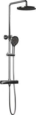 Produktbild von Duschsäule Thermostat 8221 BASIC - Edelstahl - Chrom/Schwarz, matt - Inkl. Handbrause & Regendusche