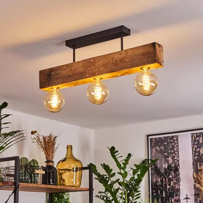Produktbild von Colleluccio »Colleluccio« Deckenlampe aus Metall/Holz in Schwarz/Natur