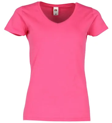 Produktbild von Fruit of the Loom Ladies Iconic 150 V-Neck T-Shirt Farbe: fuchsia Größe: L