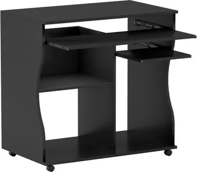 Produktbild von Schwarz Computertisch 80x48x75 cm Schreibtisch Mit Rollen Tastaturablage Ablage PC Tisch Holz