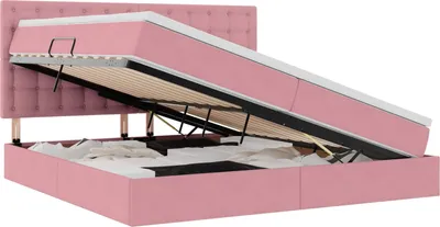 Image de vidaXL Lit de rangement avec matelas rose 200 x 200 cm velours