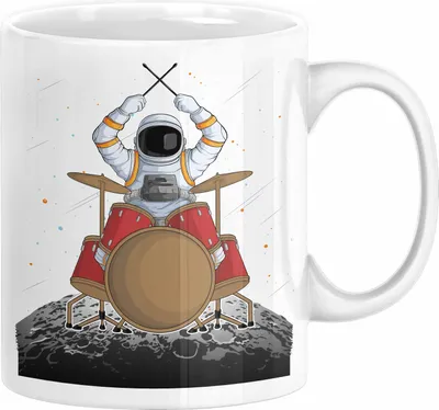 Produktbild von Drummer Schlagzeug-Spieler Geschenk Tasse Geschenkidee Kaffee-Becher Schlagzeuger Mond Grafik (Weiß)