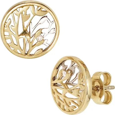 Produktbild von JOBO Ohrstecker 585 Gold Gelbgold Weißgold kombiniert 2 Diamanten Brillanten Ohrringe