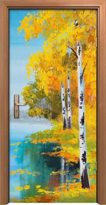 Produktbild von Türposter 90x200 cm Türaufkleber Türtapete Türfolie Klebefolie Foto Malerei Landschaft Birken Wald