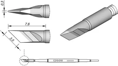 Obrázek produktu pro JBC C210018 Lötspitze Sonderform klingenförmig Spitzen-Groesse 0.3 mm Inhalt 1 St.