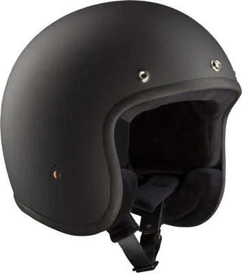 A matte black motorcycle helmet, shown from the side.