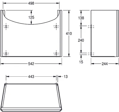 Productafbeelding van KWC AR sifonafdekking, ANIMA, roestvrij staal, 542x410x244 mm, voor opbouwmontage