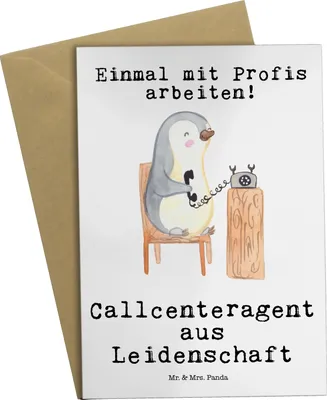 Produktbild von Mr. & Mrs. Panda Grußkarte Callcenteragent Leidenschaft - Weiß - Geschenk, einladungskarten, babykarte, Witzig, weihnachtskarten, Customer Service, Lustig, Spruch