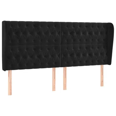 Image de vidaXL Tête de lit avec oreilles noir 203x23x118/128 cm velours