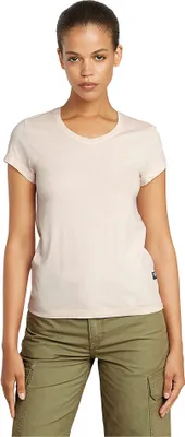 Image de T-shirt à manches courtes G-star Overdyed Eyben Slim 2.0, col en V, couleur beige, taille M, pour femme