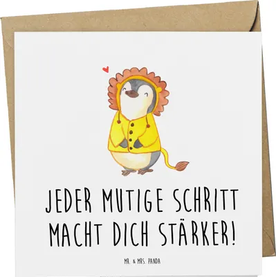 Produktbild von Mr. & Mrs. Panda Glückwunschkarte Angst überwinden - Weiß - Geschenk, Motivation, Klappkarte, Trost, doppelkarte, Mut, Vertrauem, anlasskarte, Stärke, Liebe, faltkarte
