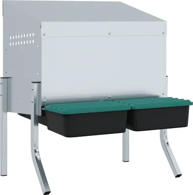 Image de vidaXL Nichoir pour poules 2 compartiments avec pattes Acier galvanisé
