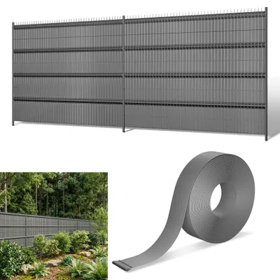 Obrázek produktu pro CEEDIR 35 m PVC pásy na ochranu soukromí na plot, pro plot z dvojitých tyčí a drátěný plot, včetně 50 sponek, neprůhledné, odolné proti UV záření, šedé