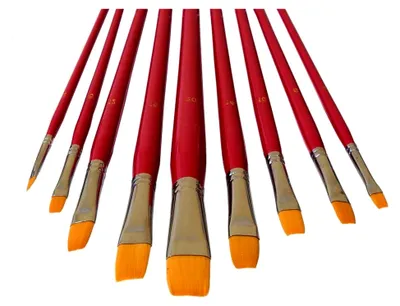 Produktbild von Set aus 9 Flachpinseln für Acryl- und Aquarellfarben