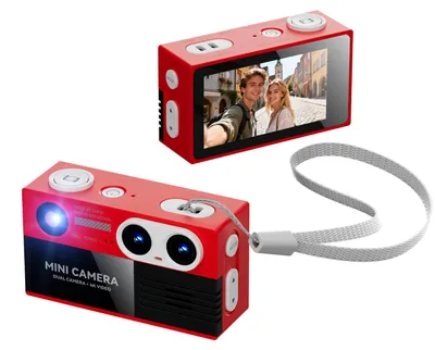 Produktbild von ZELURXX Kinderkamera 4K Mini Digitalkamera mit Dual-Kamera, Schlüsselanhänger, Nachtlicht, tragbare Kamera für Kinder Geschenk, Rot