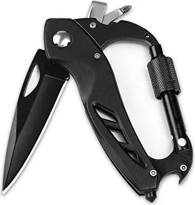 Produktbild von Klappmesser Carabiner, Campingzubehör, EDC Multitool -Werkzeug, Geschenke Männer, Schlüsselkettenmesser, Outdoor -Gürtelschneider, Tasche