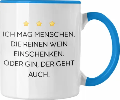 Produktbild von Trendation - Lustige Tasse mit Spruch für Frauen Männer Arbeit Büro Lustig Tassen Becher mit Sprüchen Kollegin Geschenk Sarkasmus Wein Gin (Blau)