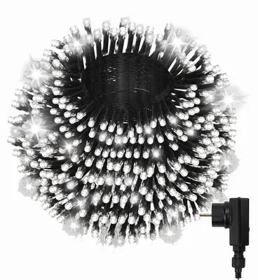Produktbild von Vigevee Lichterketten 200 LED, 20 m, Kaltweiß, 31 V, 8 Modi, IP44, mit schwarzem Kabel, mit 5 m Zuleitung, für Weihnachten