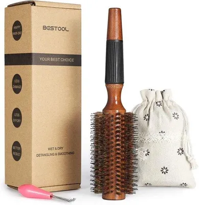 Produktbild von Große Rundbürste mit Holzgriff – Professionelle Stylingbürste für Locken und glattes Haar – 6,5 cm – Für Volumen und Glanz