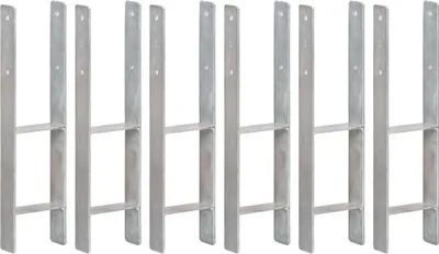 Obrázok produktu pre The Living Store Podpery stĺpikov 6 kusov Strieborná pozinkovaná oceľ 14 × 6 × 60 cm