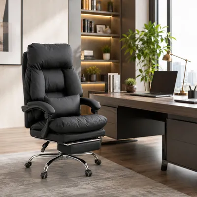 Obrázek produktu pro MyBuero, ergonomická židle do domácí kanceláře, potažená umělou kůží, s nastavitelnou výškou, počítačová židle s područkami