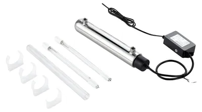 Image de Purificateur d'eau UV VEVOR 3,785 L/min filtre de purification d'eau ultraviolet polyvalent avec boîtier en acier inoxydable, filtre à eau UV