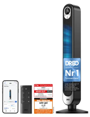 Produktbild von Dreo Smart Turmventilator, 20dB, 11M Windentfernung, 9 Stufen, 90° Oszillation
