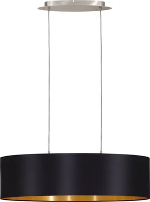 Immagine prodotto di Lampadario A Sospensione Contemporaneo Maserlo Acciaio Nichel Nero 2 Luci E27