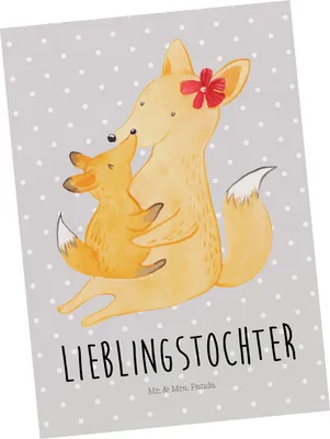 Produktbild von Mr. & Mrs. Panda Grußkarte Fuchs Mama - Grau Pastell - Geschenk, Postkarten, Muttertag, Postkarte, Schoß, bildkarte, Mutter, Umarmen, Fotokarte, Ansichtskarte