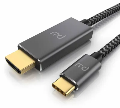 Obrázek produktu pro Kabel PrimeWire USB-C na HDMI, 1 metr, konvertorový kabel pro 4K UHD rozlišení 3840 x 2160 při 60 Hz s podporou HDR, pro zařízení s technologií DisplayPort Alt Mode, trojité stínění, ochrana proti praskání, šedá a černá barva