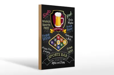 Produktbild von Holzschild Spruch 20x30cm sports bar Billard relax and enjoy