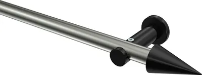 Produktbild von Interdeco Gardinenstange / Vorhangstange Edelstahl-Optik / Schwarz, Typ Platon Savio (Kegel) ohne Ringe, 20 mm Ø 1-läufig, 160 cm