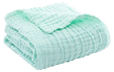 Produktbild von Sommerliche Musselindecke, atmungsaktiv, einfarbig, kuschelige Musselindecke für Bett, Sofa, Reisen und Urlaub