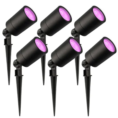 Produktbild von Ledvion 6er Set Gartenstrahler mit Erdspieß IP65 4,9W GU10 RGB dimmbar