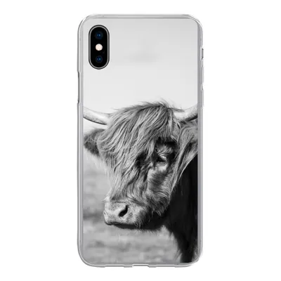 Produktbild von MuchoWow® Handyhülle Schutzhülle Hülle für iPhone Xs Schottischer Highlander - Tiere - Schwarz - Weiß Silikon Softcase Handy Hülle - Handytasche