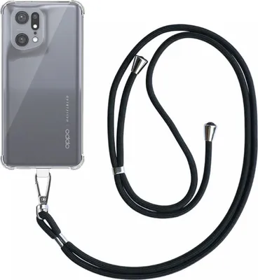 Produktbild von Handytasche passend für Oppo Find X5 Pro Transparent Stoßfest mit abnehmbarem Universal-Telefonkabel - Backcover Case Silikon ShockProof mit Lanyard - Smartphonics