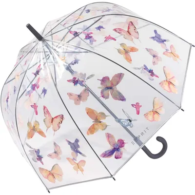 Produktbild von ESPRIT Glockenschirm mit Automatik transparent - Butterfly Dance – transparent-bunt