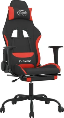 Produktbild von vidaXL Gaming-Stuhl mit Massage & Fußstütze Schwarz und Rot Stoff