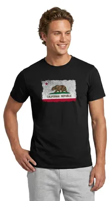 Produktbild von Spreadshirt California Republic Vintage Flagge Bear Flag Männer T-Shirt, XL, Schwarz