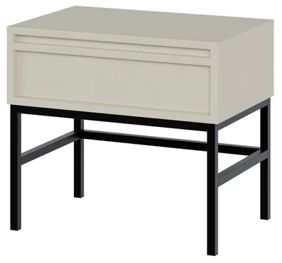Produktbild von Selsey Evo - Nachttisch mit Schublade und Metallgestell, Hellbeige, 50 cm