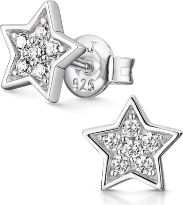 Kinder-Ohrstecker in Sternform aus 925 Silber mit weißem Zirkonia – funkelnde Akzente für kleine Prinzessinnen.